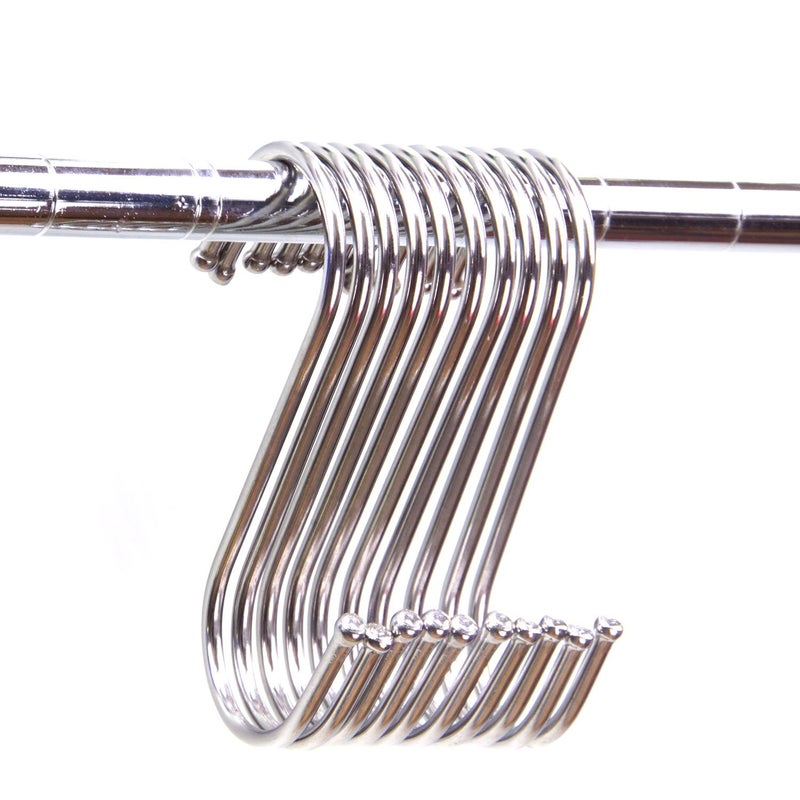RuiLing 10 Pack Premium 4.5 inch Heavy Duty Stainless Steel S Hooks - S Shaped Hook - Hanger Hooks - Ideal for Hanging pots and Pans, Plants, Utensils, Towels etc. Set of 10 - Image 2